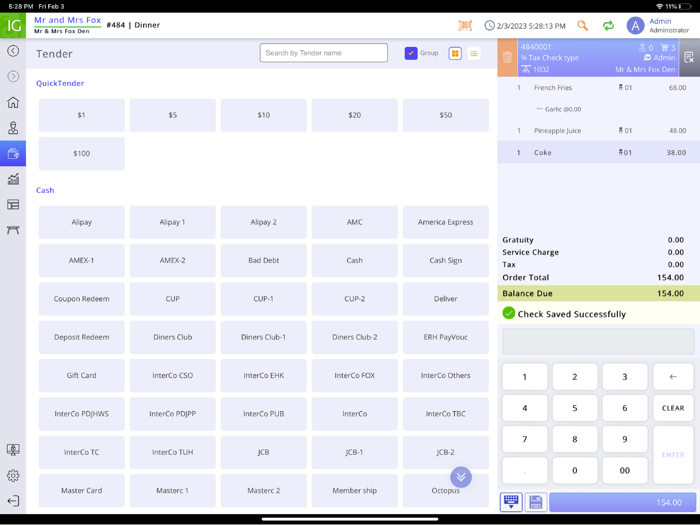 InfoGenesis POS Terminal