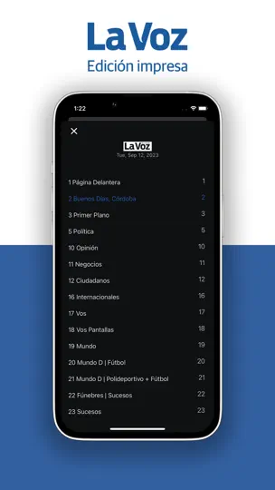 Captura de pantalla de La Voz - Edición Impresa en iPhone 7