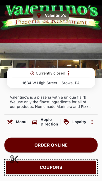 Valentinos Pizzeria Stowe Screenshot