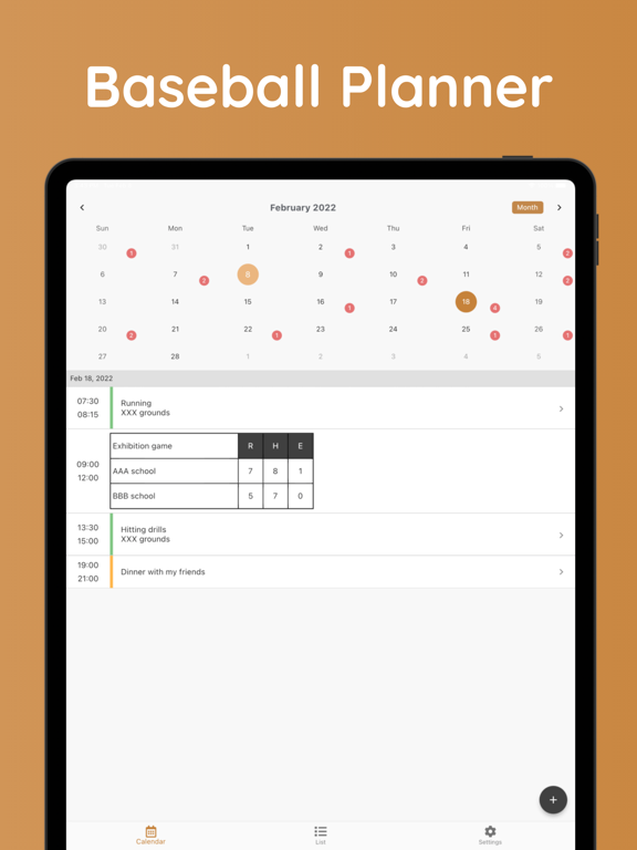 Baseball Schedule Planner iPad screenshot 1 - Sports app