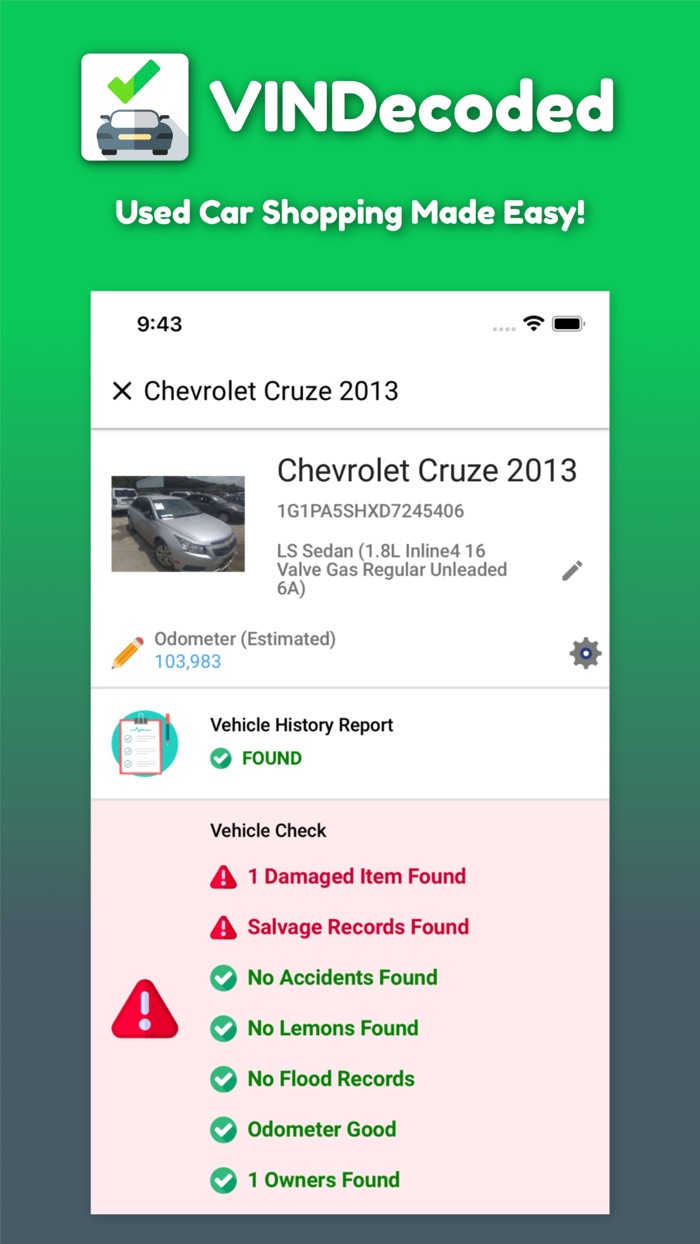 VIN Check Report for Used Cars