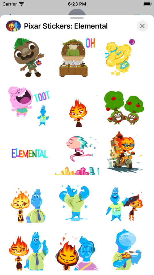 #3. Pixar Stickers: Elemental (iOS) By: Disney