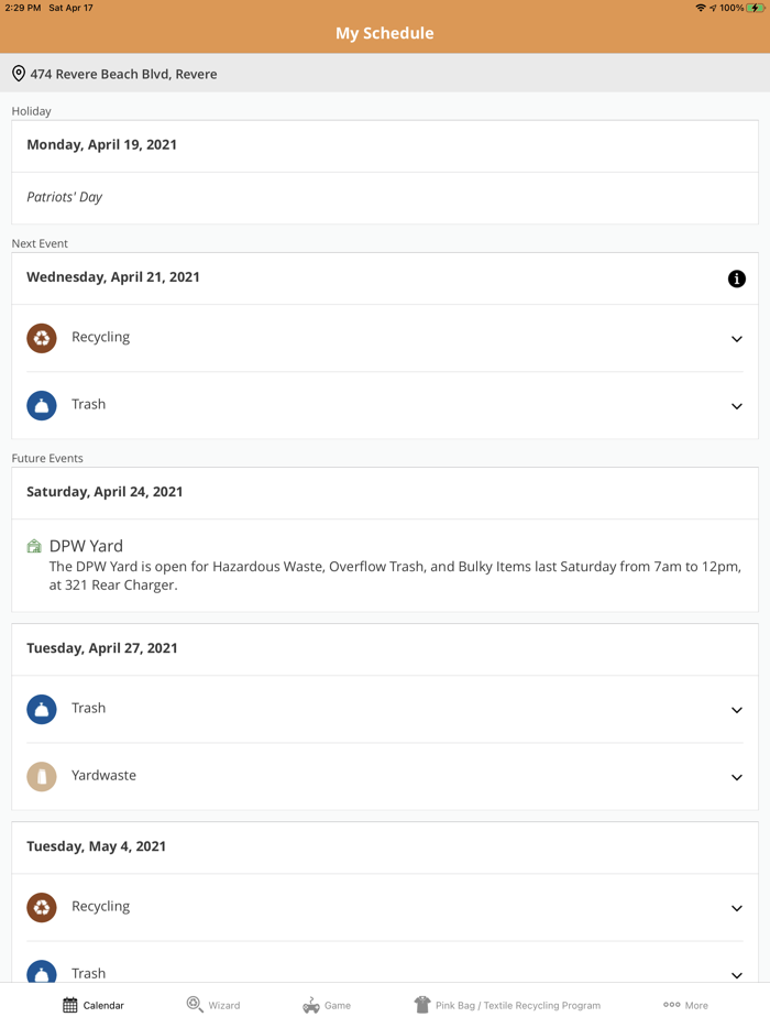 Revere Trash-Street Sweep App