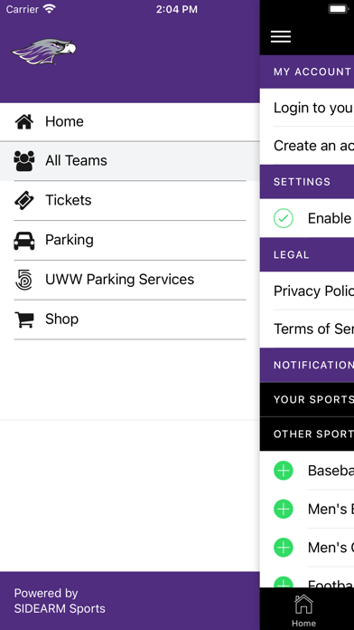 UWW Warhawks Athletics Screenshot