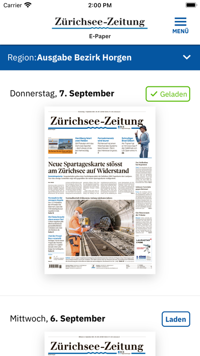 Zürichsee-Zeitung E-Paper Screenshot