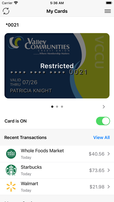 Valley Communities CardSecur Screenshot