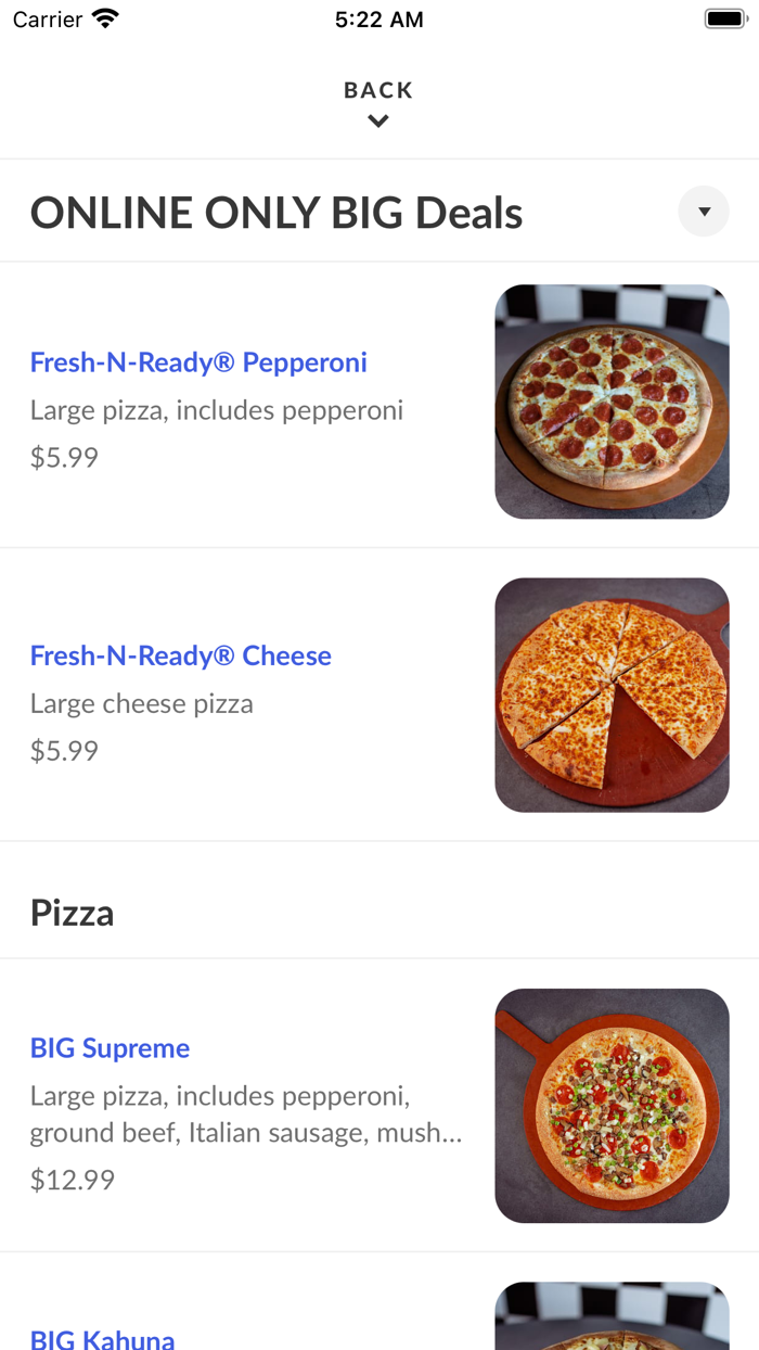 Big Cheese Pizza and Wings