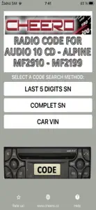 RADIO CODE for MB AUDIO 10 CD screenshot #1 for iPhone