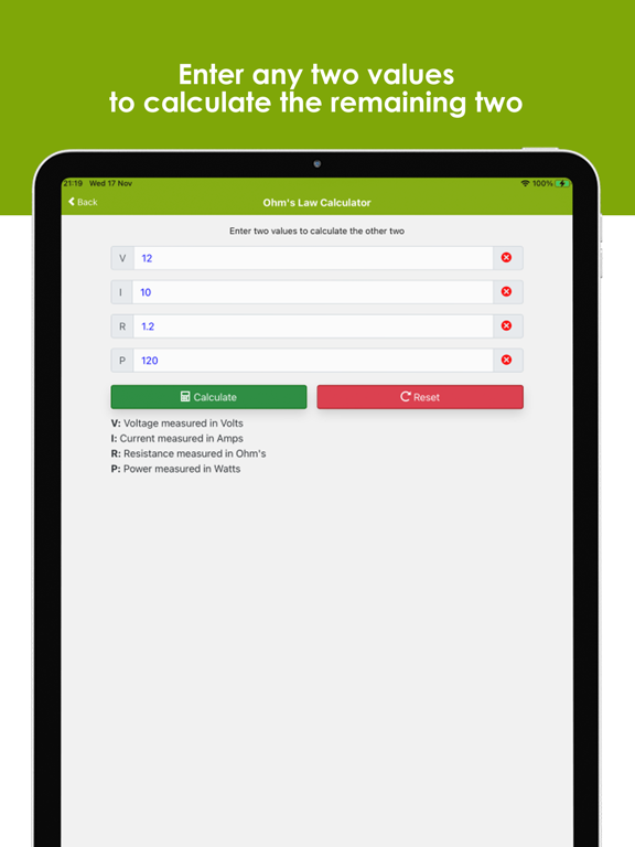Ohms Law iPad screenshot 4 - Utilities app