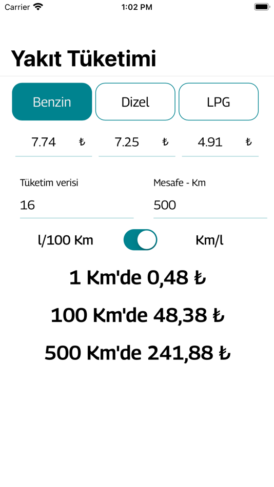 #4. Fuel Consumption Calculation (iOS) 由: Erkan Yassi