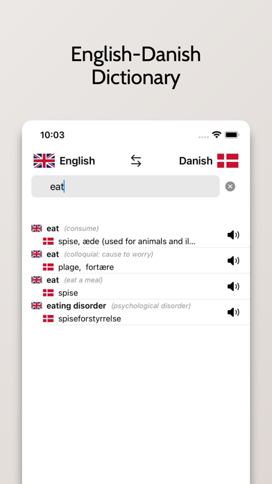 Danish-English Dictionary Screenshot