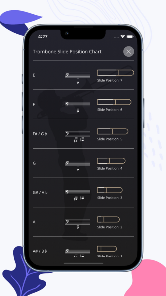 #3. Trombone Slide Position Chart (iOS) 由: Andriy Holovchak