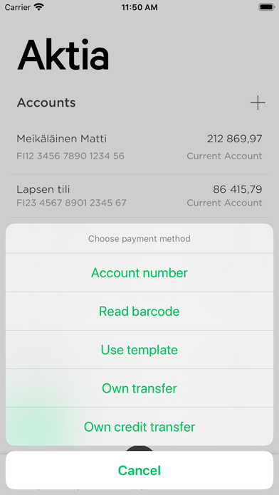 Aktia Mobile bank Screenshot