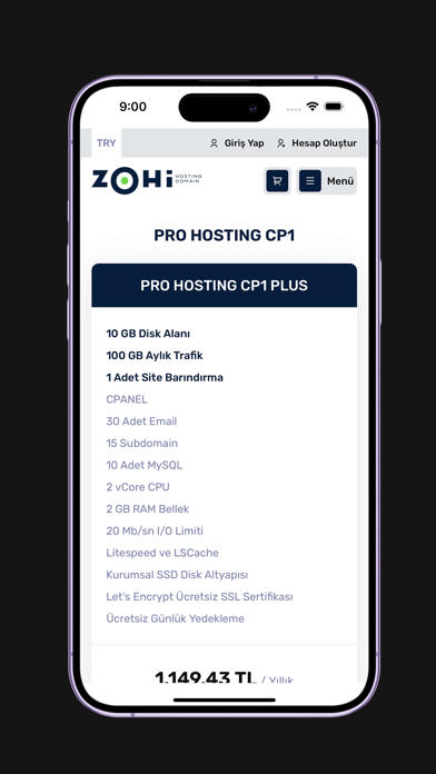 Zohi Domain Hosting Screenshot