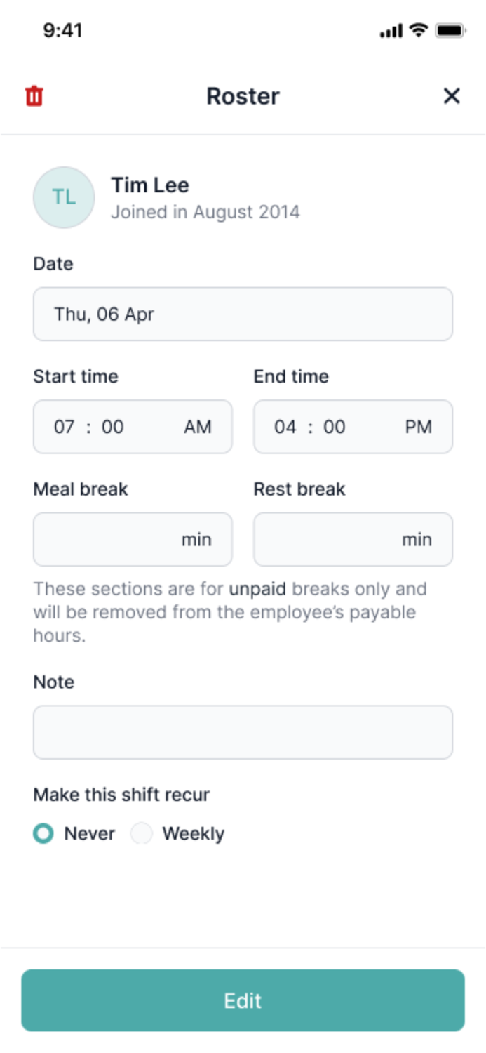 Employee Timesheets Scheduling