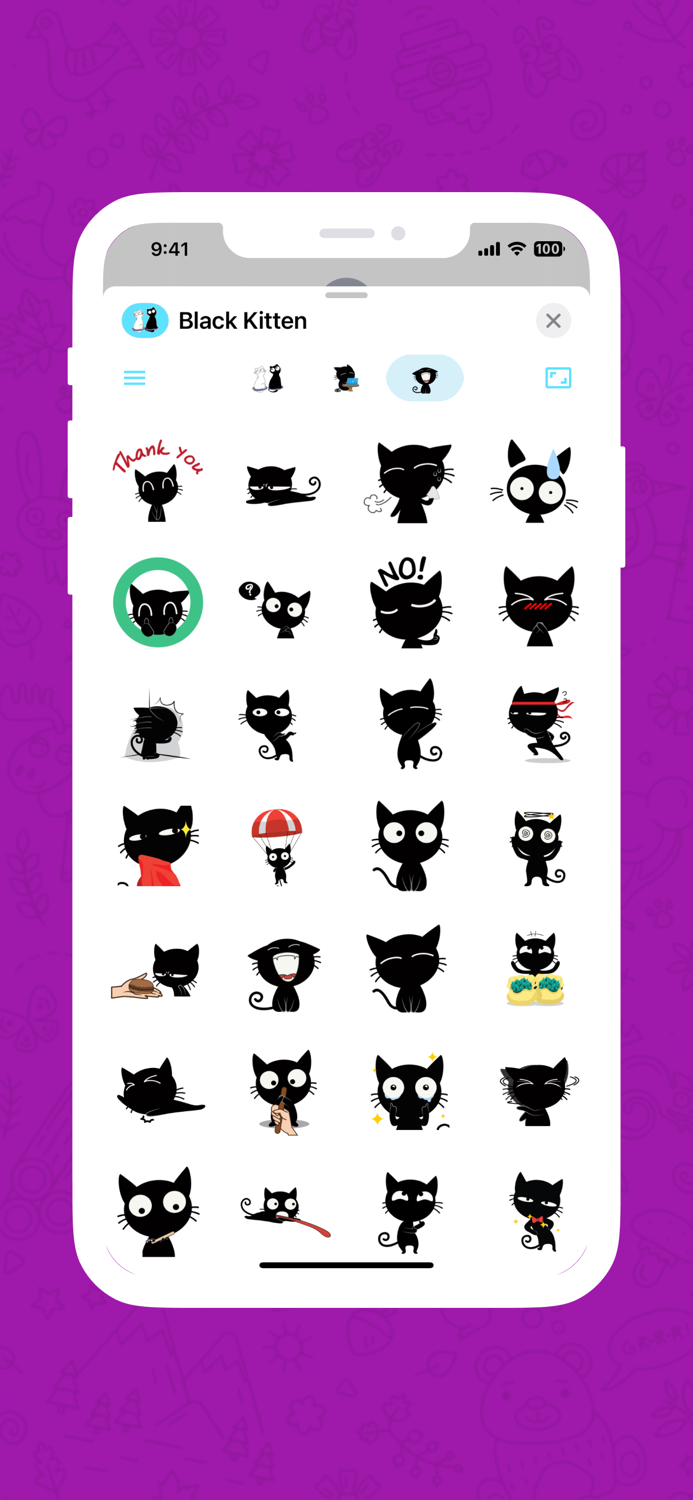 Black Kitten Animated Stickers