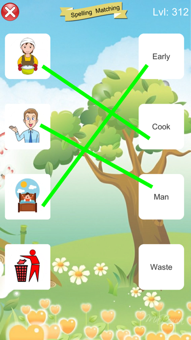 Spelling Matching Game Screenshot