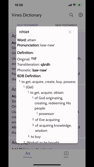 Vines Exhaustive Dictionary Screenshot