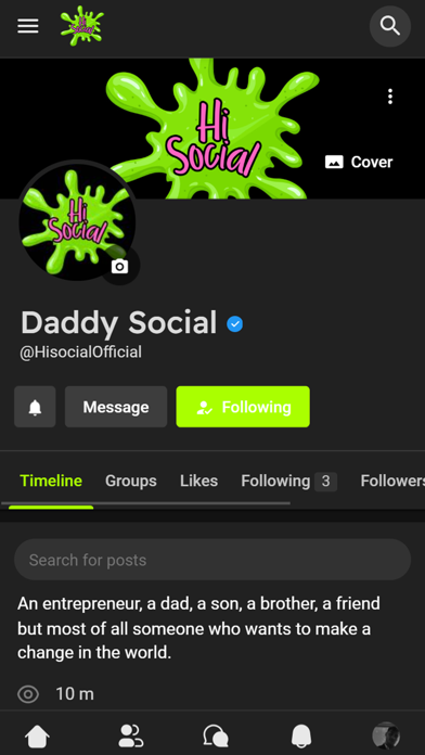 HiSocial App Screenshot