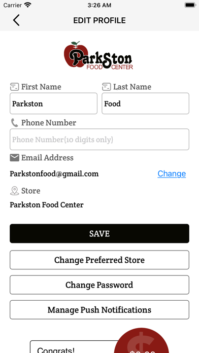 Parkston Food Center Screenshot