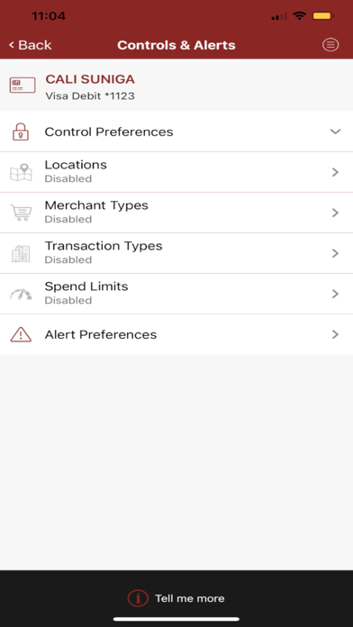 Victoria FCU Card Alerts Screenshot