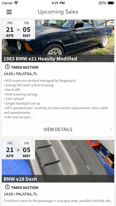Projects & Parts Screenshot
