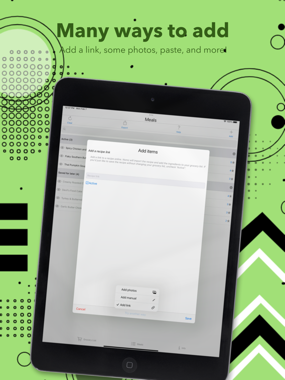 Nomz Recipe Organizer iPad screenshot 4 - Food & Drink app