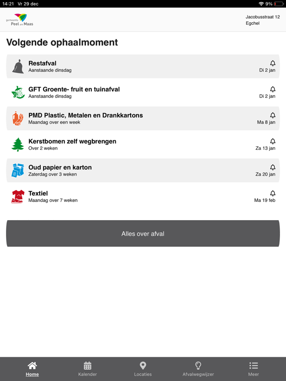 Afvalkalender Peel en Maas