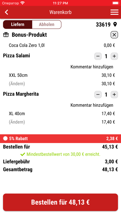 Pizza Kurier - Steinhagen Screenshot