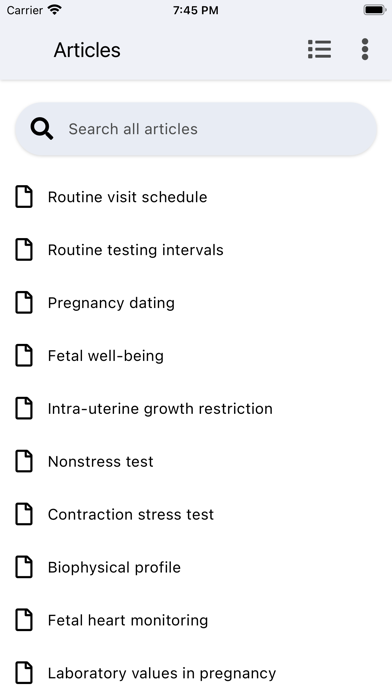 Obstetric Prenatal Care Screenshot