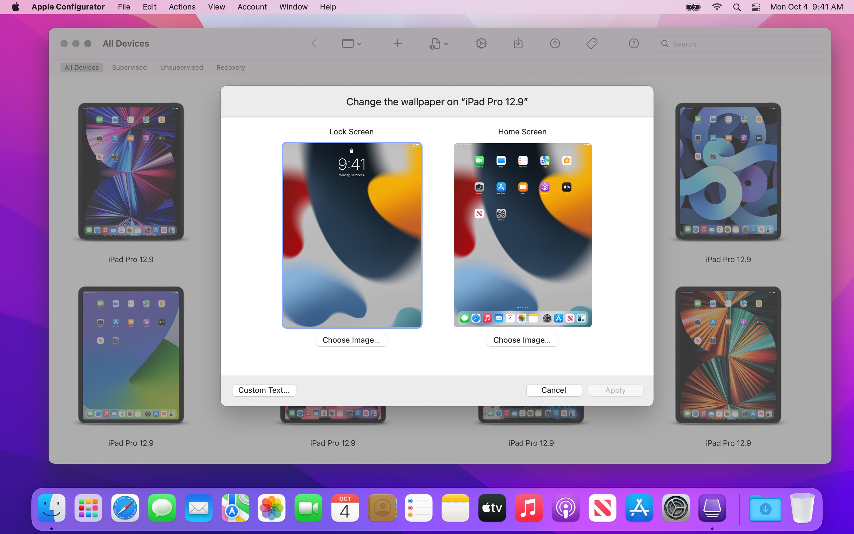 Screenshot do app Apple Configurator