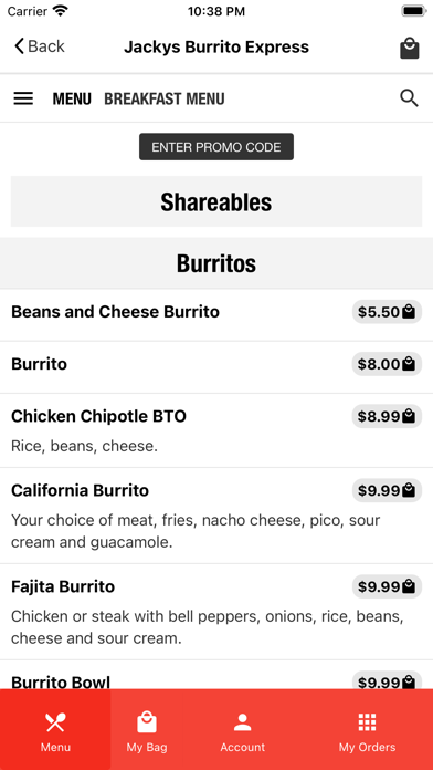 Burrito Express App Screenshot