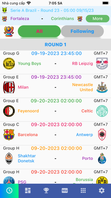 Match Schedule Screenshot