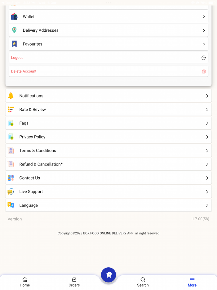 box food online delivery app