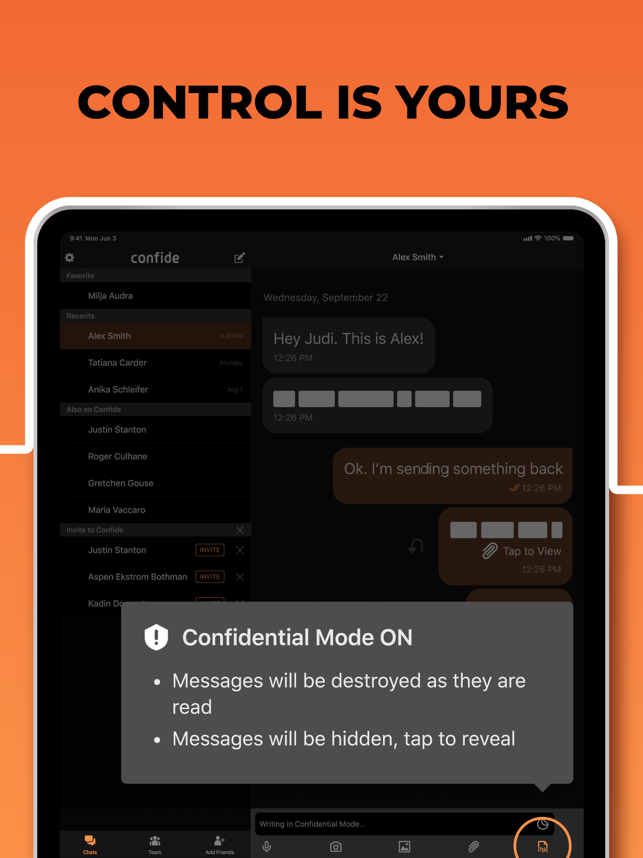 ‎Confide - Secret messenger Screenshot