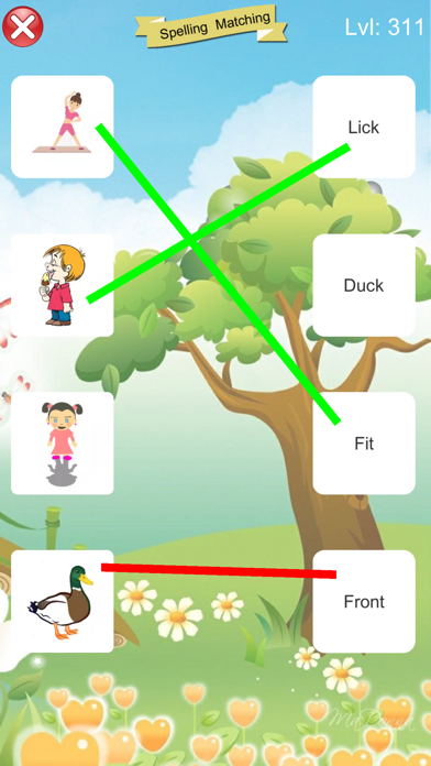 Spelling Matching Game Screenshot