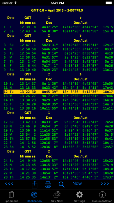 iPhemeris Astrology Ephemeris Screenshot