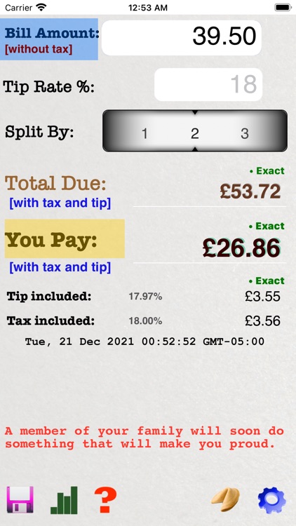 Tip Calculator and Bill Report screenshot-0