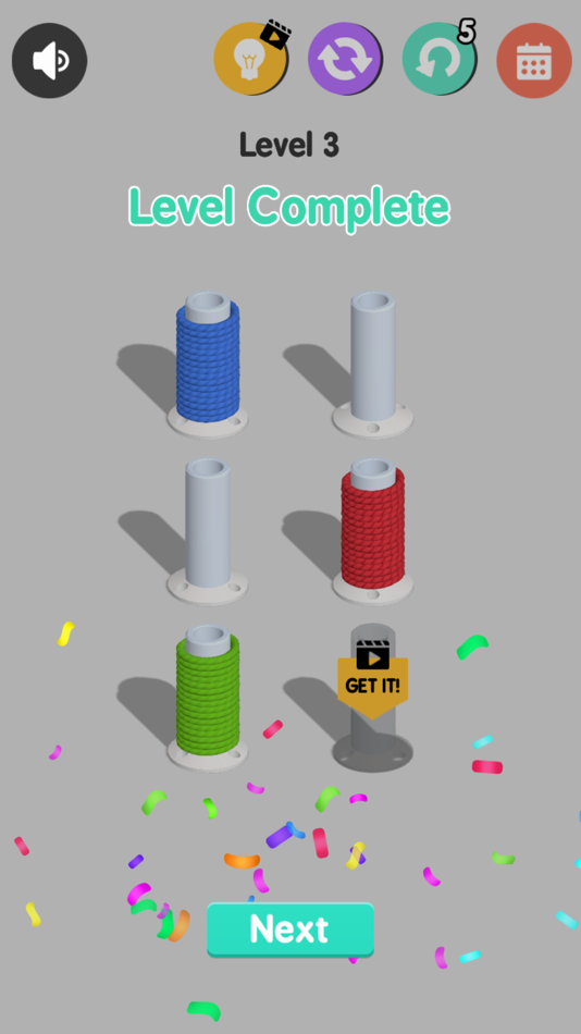 #5. Rope Color Sort (iOS) Podle: Kenen Gonen