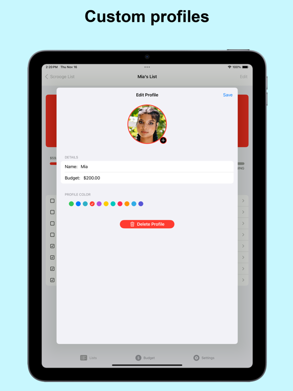 Scrooge List iPad screenshot 4 - Productivity app