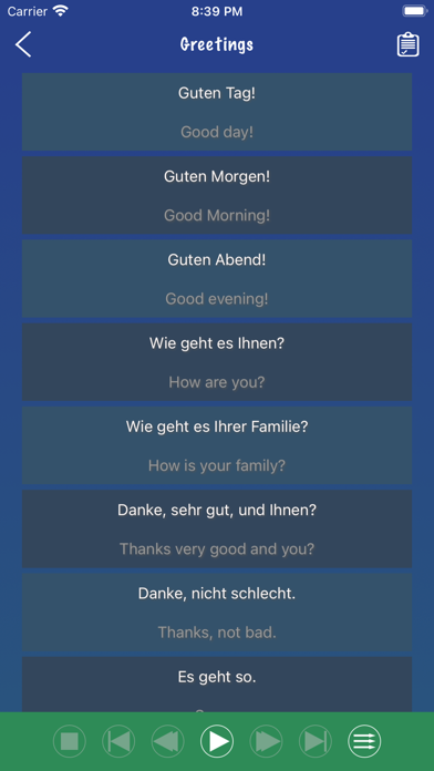 German Phrase Book Learn Screenshot