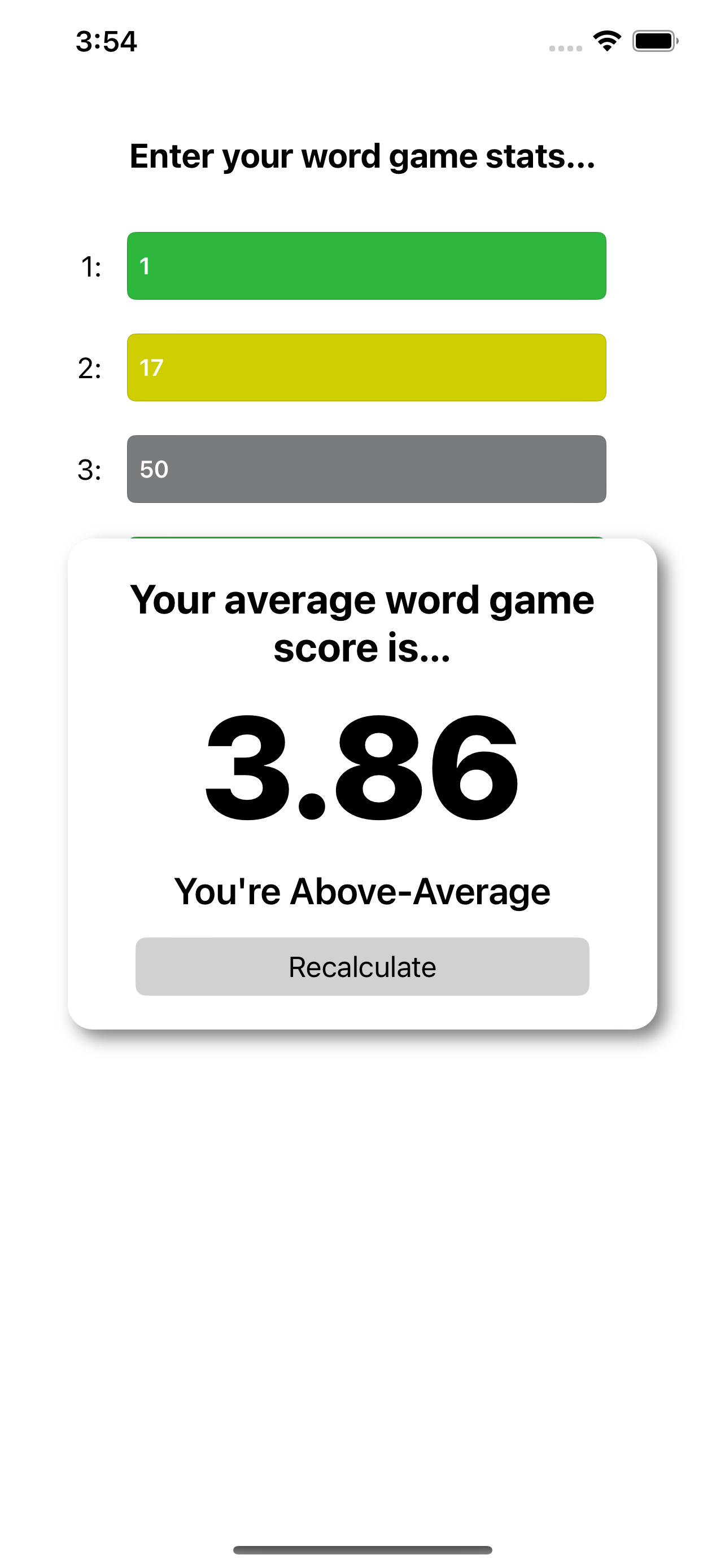 Word Game Average Calculator