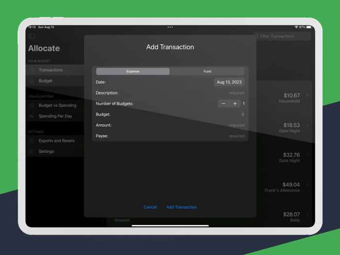 Allocate Budget Tracker