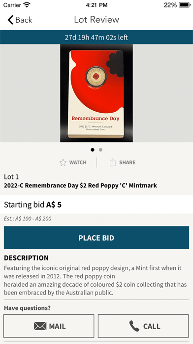 Australian Specialty Auctions Screenshot