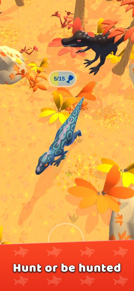 Hyper Evolution - Immerse in the vibrant autumn landscape featuring distinct reptilian predators and monitor progress with the active score counter.