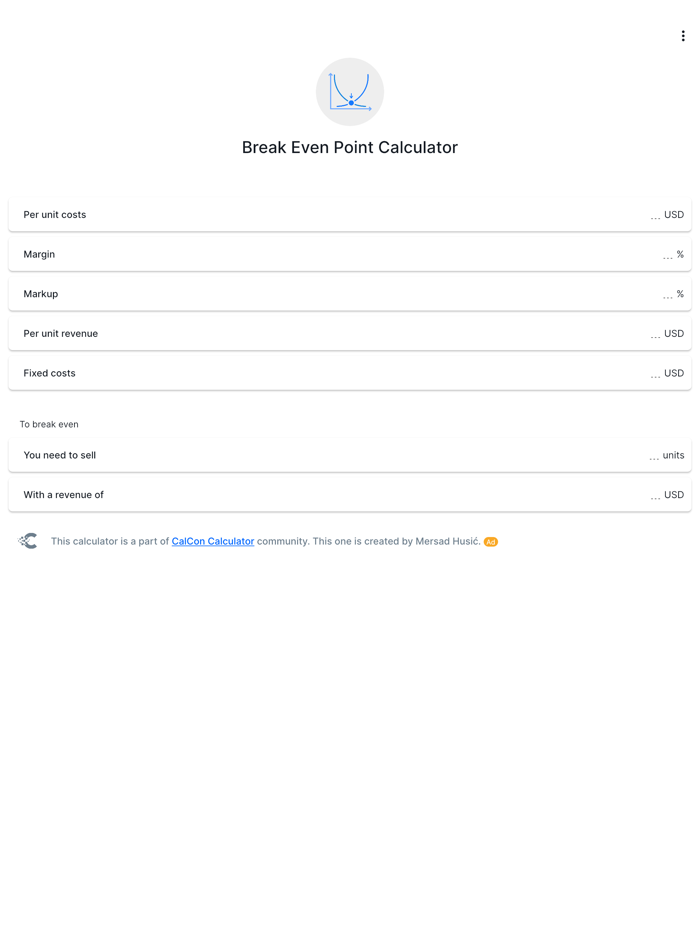 Break Even Point - Calculator