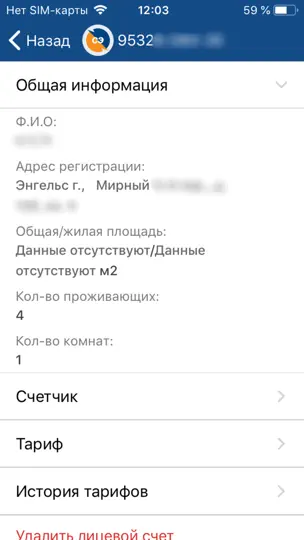 Скриншот Мой Саратовэнерго на iPhone 6