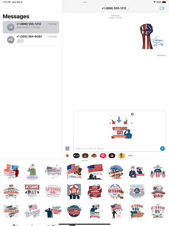 Screenshot #4 pour Happy Veterans Day Stickers
