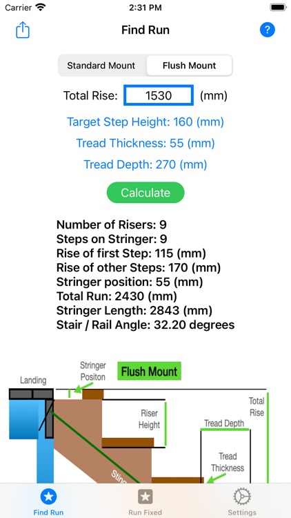 Length of a Stair Stringer Calculator