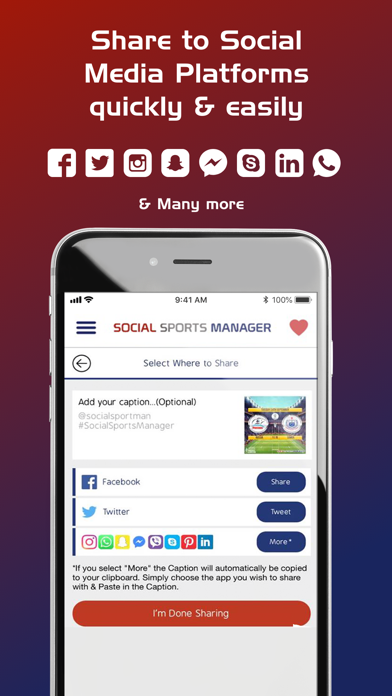 Social Sports Manager Screenshot